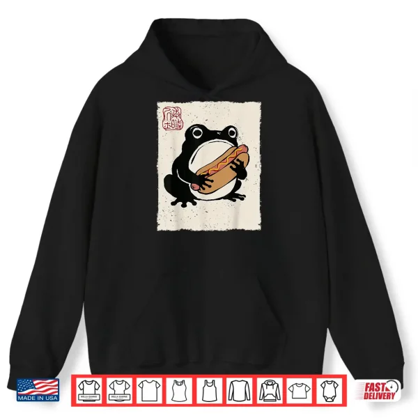 Hoodie Grumpy Frog Funny Hot Dog Anime Japanese Shirt