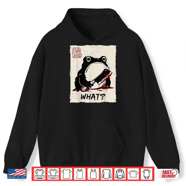 Hoodie Grumpy Frog Funny What Creepy Frog Knife Anime Japanese Shirt 2