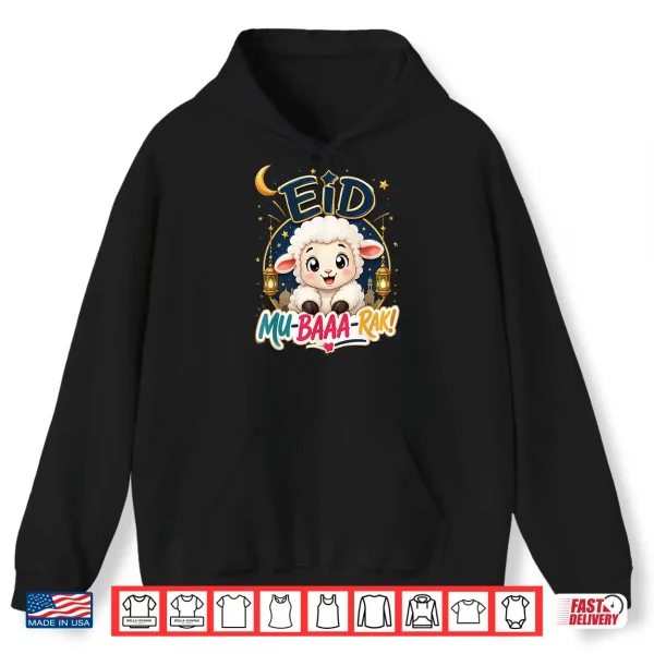 Hoodie Happy Eid Al Adha Mubarak Kids Muslim Cute Sheep Tee Holiday Shirt