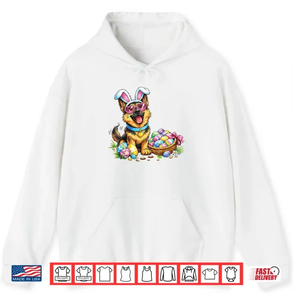 Hoodie Happy German Shepherd Easter Bunny Dog Egg Hunt Shirt