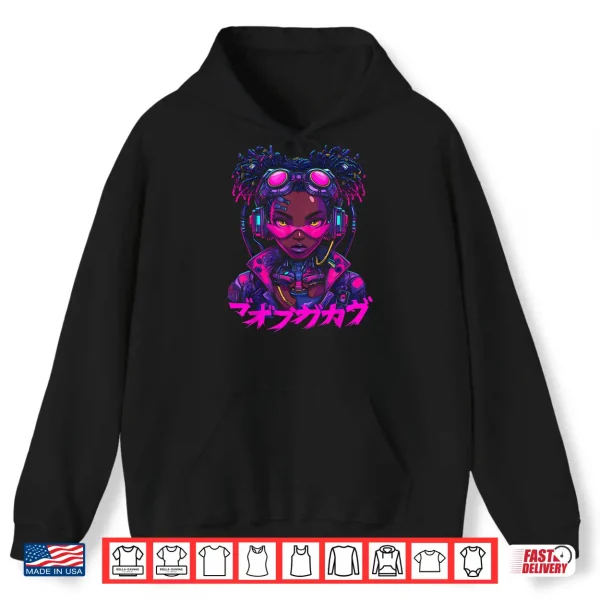 Hoodie Harajuku Cyberpunk Black Girl Anime Manga Waifu Japanese Shirt