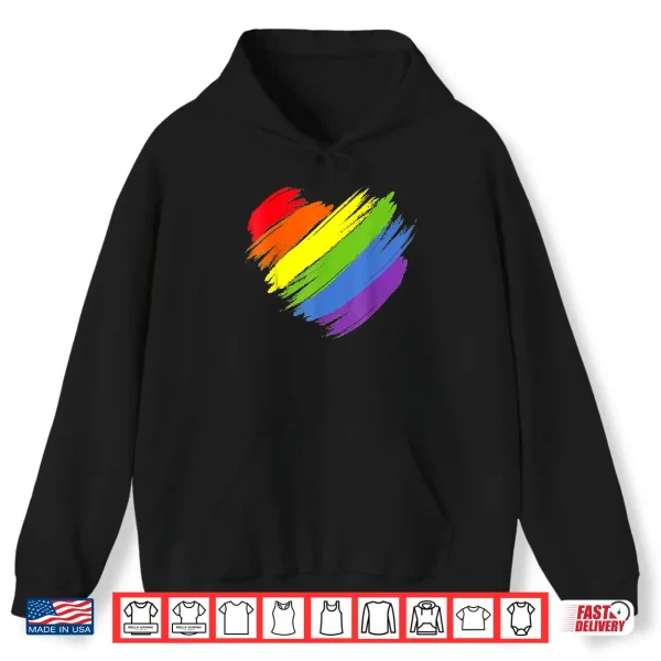Hoodie Heart Shape LGBT Gay Pride Month Flag Shirt