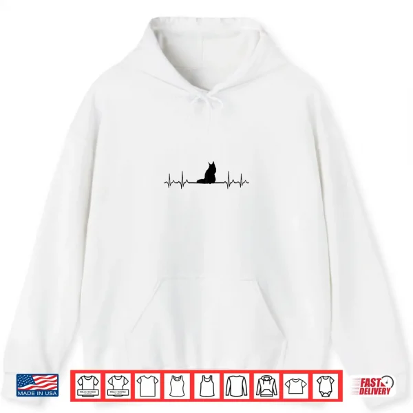 Hoodie Heartbeat ECG Pulse Maine Coon Cat Shirt