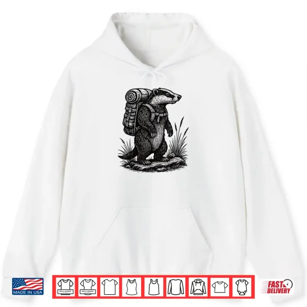 Hoodie Hiking Badger Backpacking Animals Funny Cottagecore Shirt