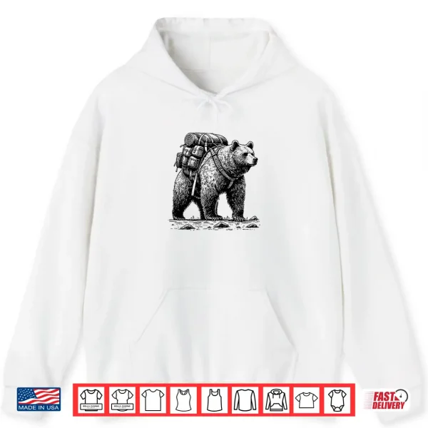 Hoodie Hiking Grizzly Bear Backpacking Animals Funny Cottagecore Shirt