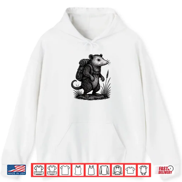 Hoodie Hiking Opossum Backpacking Animals Funny Cottagecore Shirt