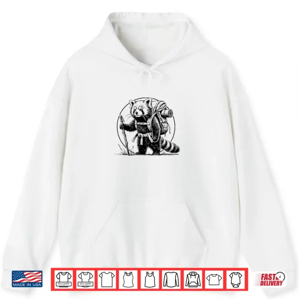 Hoodie Hiking Red Panda Backpacking Animals Funny Cottagecore Shirt