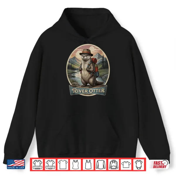 Hoodie Hiking River Otter Backpacking Animals Cottagecore Aesthetic Shirt