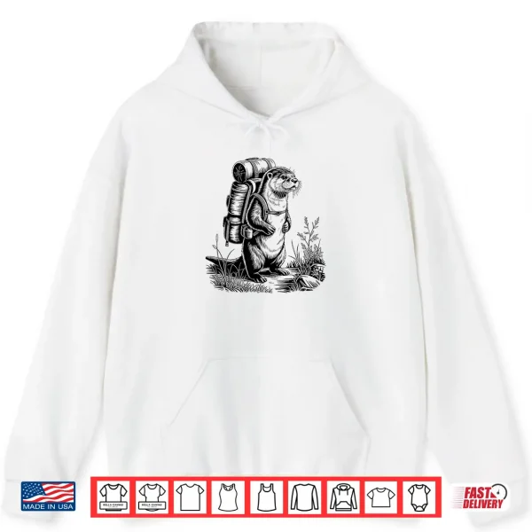 Hoodie Hiking River Otter Backpacking Animals Funny Men Women Shirt