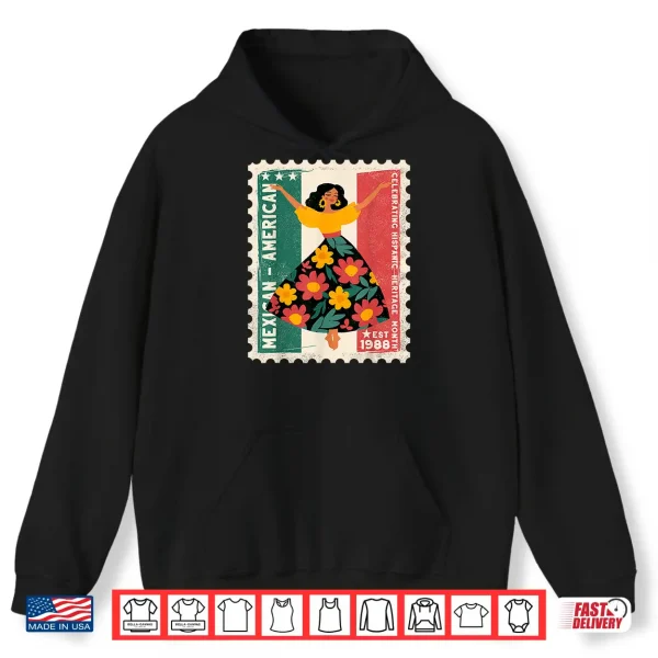 Hoodie Hispanic Heritage Mexican American Floral Dancer Woman Shirt