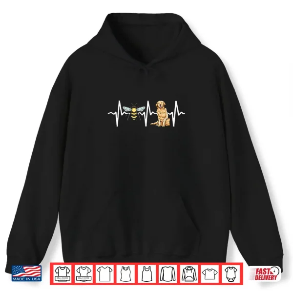 Hoodie Honey Bee Golden Retriever Heartbeat Dog Lover Professional Graphic Shirt
