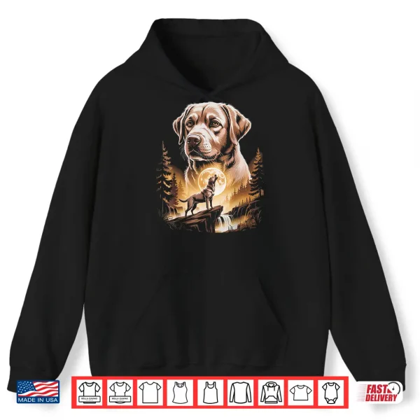 Hoodie Howling Labrador Retriever Moonlit Forest Shirt