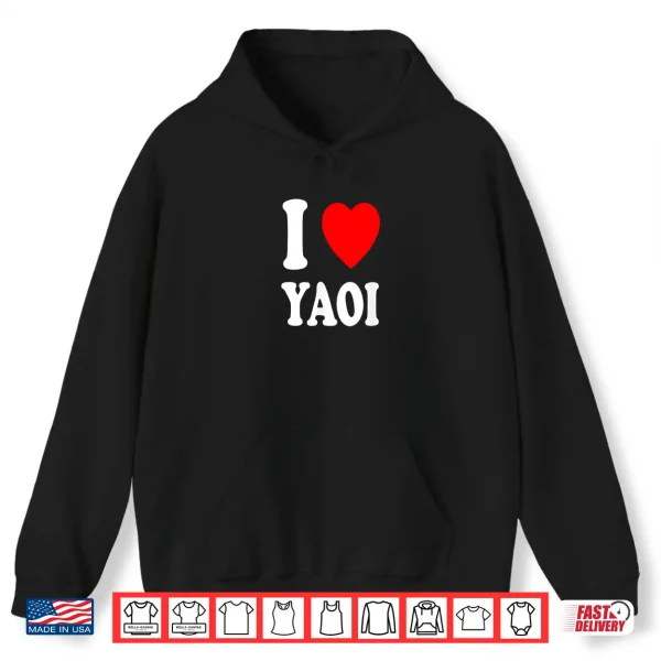 Hoodie I Heart Love Yaoi Manga Japanese Artwork Art Illustration Shirt