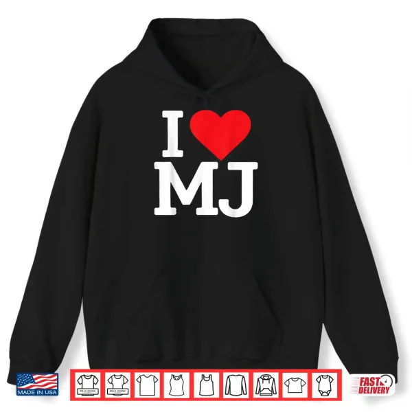 Hoodie I Love MJ Heart Retro Personalized First Name Groovy Shirt