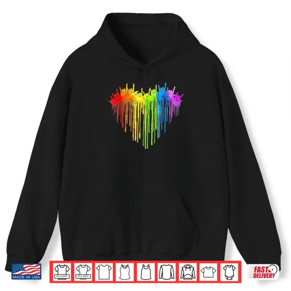 Hoodie I Love You Hand Sign Rainbow Heart ASL Gay Pride LGBT Shirt