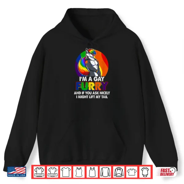 Hoodie Im A Gay a Furry Rainbow Fox Wolf Pride Month Shirt