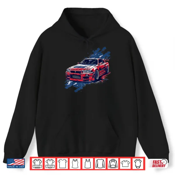 Hoodie JDM Drift Japanese Style Car Retro Enthusiast Shirt