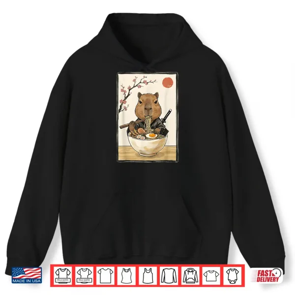 Hoodie Japanese Art Kawaii Ramen Anime Novelty Funny Capybara Shirt