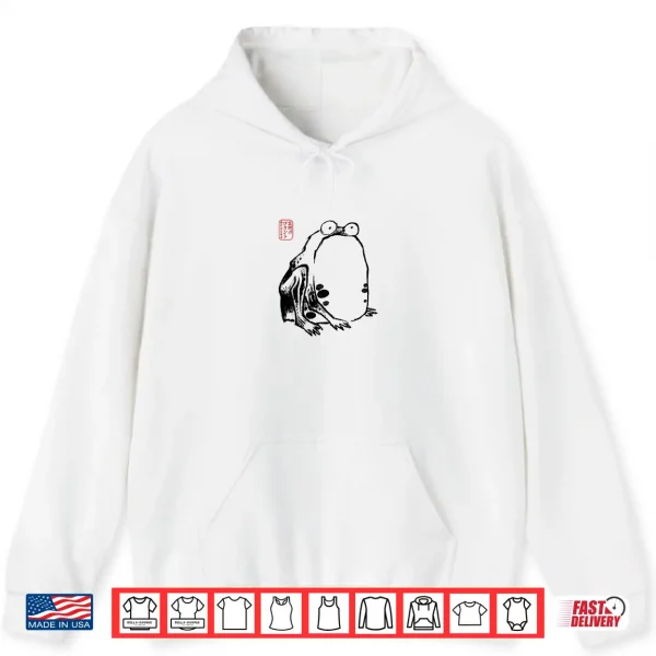 Hoodie Japanese Grumpy Frog Ukiyo e Anime Japanese Art Shirt