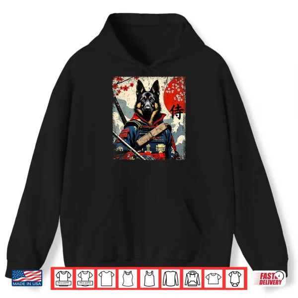 Hoodie Japanese Samurai German Shepherd Kawaii Ukiyo e Ninja Dog Shirt