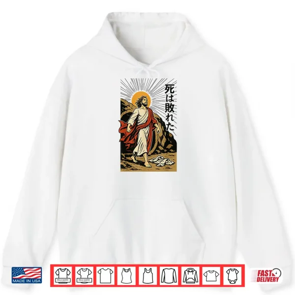 Hoodie Jesus Resurrection Christian Manga Death Defeated Anime Art Shirt