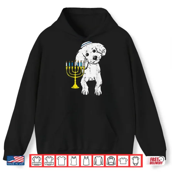 Hoodie Jewish Poodle Dog Menorah Hanukkah Pajamas Chanukah PJs Shirt