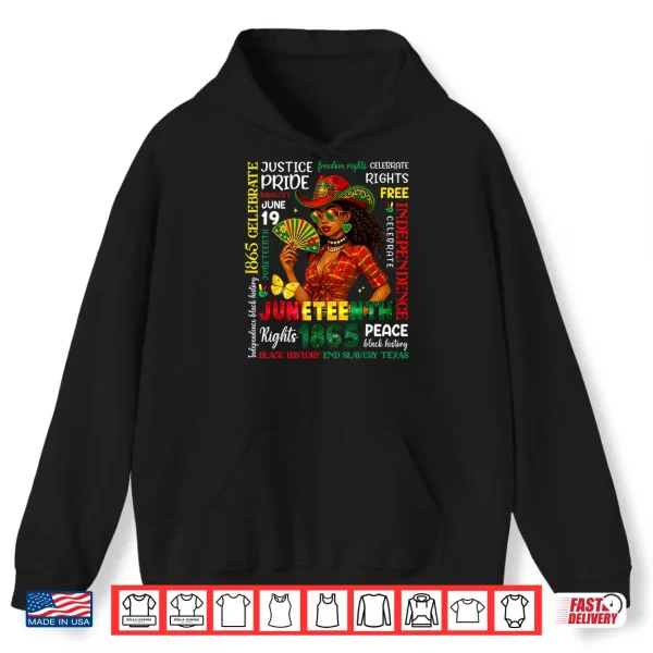 Hoodie Juneteenth 1865 Black Pride Black Women Cowgirl Melanin Girl Shirt
