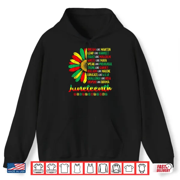 Hoodie Juneteenth 1865 Sunflower Freedom African June 19th Womens Shirt