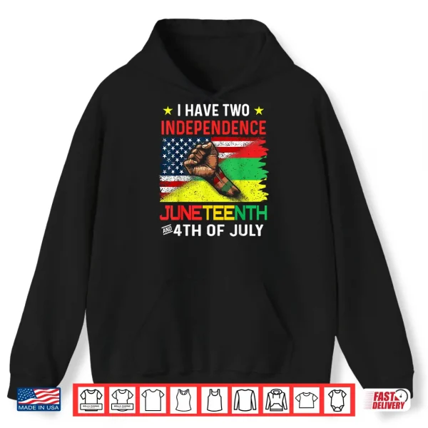 Hoodie Juneteenth 1865 black African American flag usa 4th of july Shirt