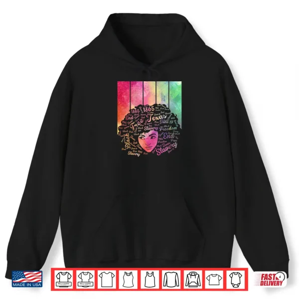 Hoodie Juneteenth Black History Afro Woman Colorful Design Shirt