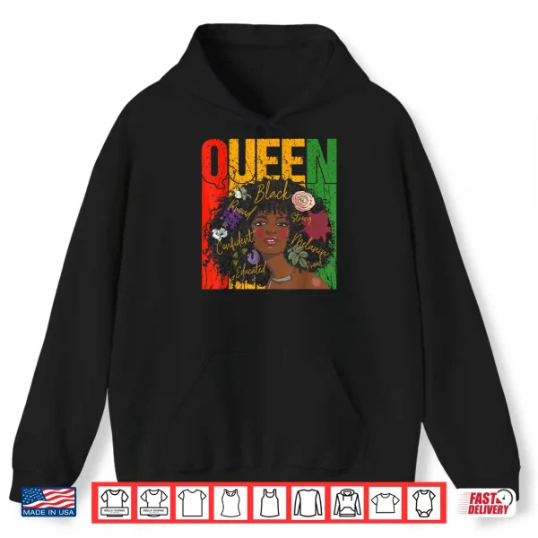 Hoodie Juneteenth Black History Month Educated African Queen Womens Shirt