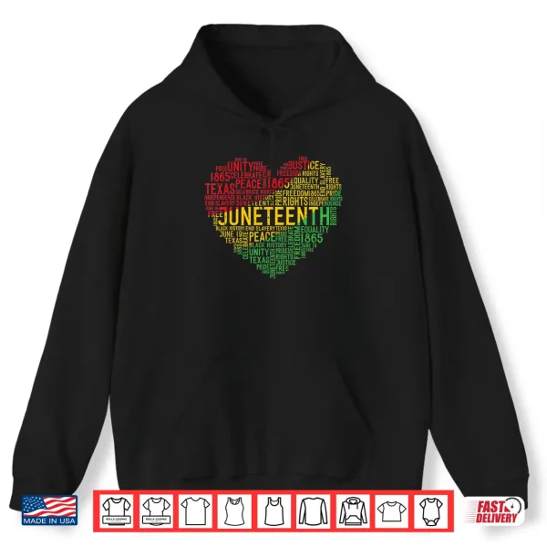 Hoodie Juneteenth Heart Black History Afro American African Freedom Shirt