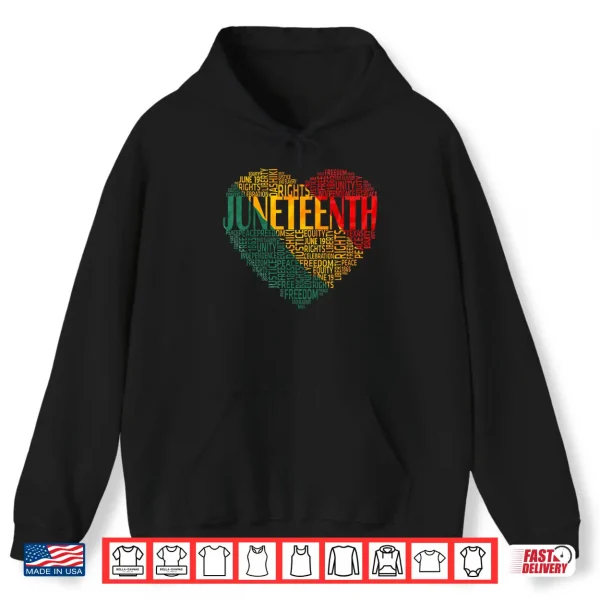 Hoodie Juneteenth Heart Black History American African Flag Freedom Shirt