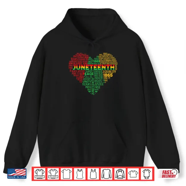 Hoodie Juneteenth Heart Freedom African American Teen Girls Women Shirt