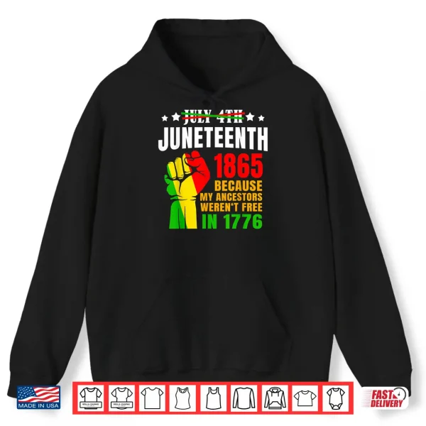 Hoodie Juneteenth June 1865 Black History African American Freedom Shirt