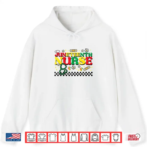 Hoodie Juneteenth Nurse Groovy Retro African Scrub Top Black Women Shirt