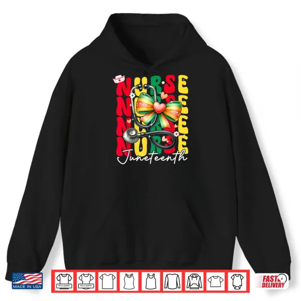 Hoodie Juneteenth Scrubs Groovy African Bow Juneteenth Nurse Women Shirt