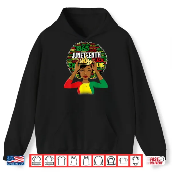 Hoodie Juneteenth shirt women Queen African American black afro Shirt