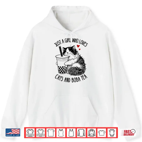 Hoodie Just A Girl Who Loves Cats and Boba Tea Ragdoll Cat Lover Shirt