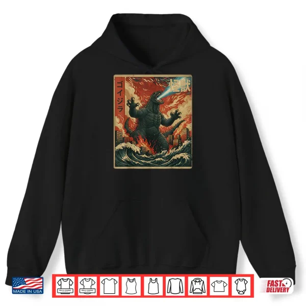Hoodie Kaiju Monster Japanese Anime Vangogh Painting Art Graphic Shirt