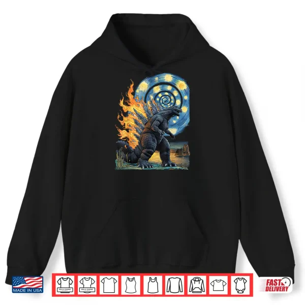 Hoodie Kaiju Starry Night Japanese Art Anime Van Gogh Funny Gifts Shirt