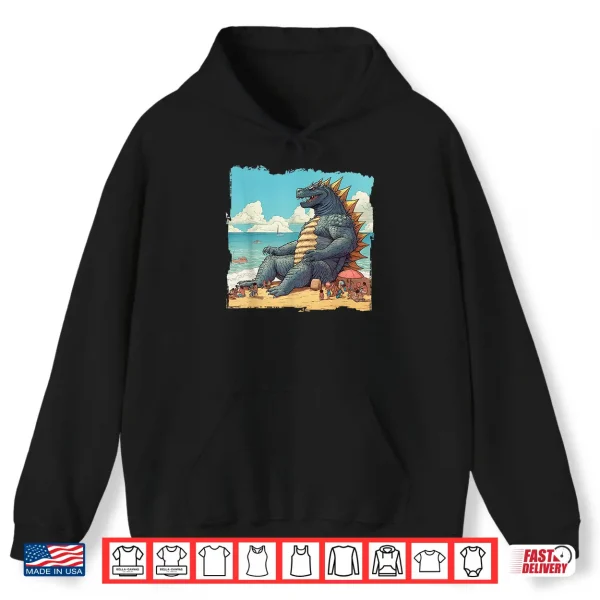 Hoodie Kaiju on the Beach Suntanning Vacation Ocean Holiday Party Shirt