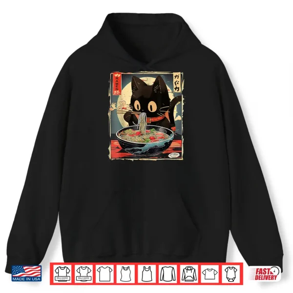Hoodie Kawaii Cat Eating Ramen Noodles Anime Gift Girls Teens Shirt