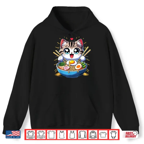 Hoodie Kawaii Cat Japanese Anime Manga Cat Ramen Shirt