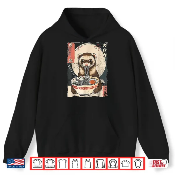 Hoodie Kawaii Ferret Eating Ramen Noodles Funny Gift Men Women Kid Shirt