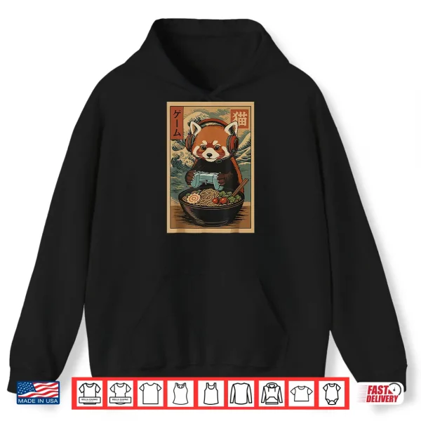 Hoodie Kawaii Japanese Ramen Red Panda Retro Gaming Shirts for Men Shirt