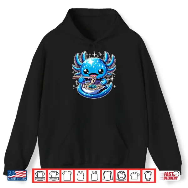 Hoodie Kawaii axolotl eating ramen noodles anime Shirt 2