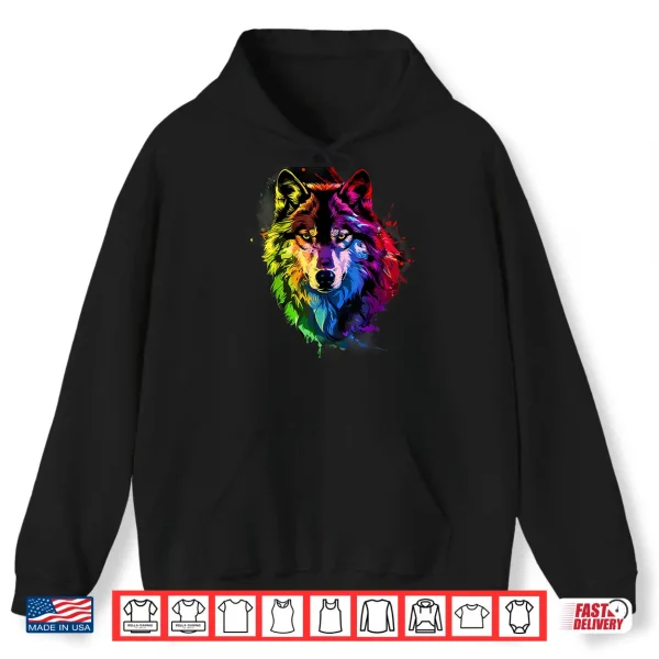 Hoodie LGBT Watercolor Wolf LGBTQ Rainbow Gay Pride Lesbian Shirt