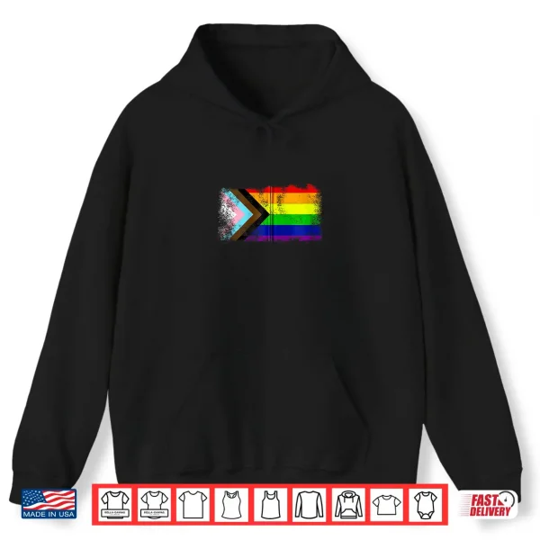 Hoodie LGBTQ Progress Flag Rainbow Pride Month Gay Lesbian Trans Shirt