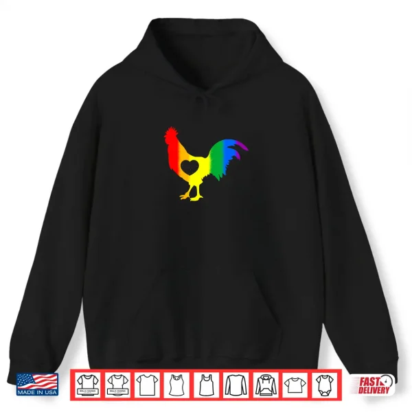 Hoodie LGBTQ Rainbow Cock Gay Pride Month Ally Support Men Women Shirt